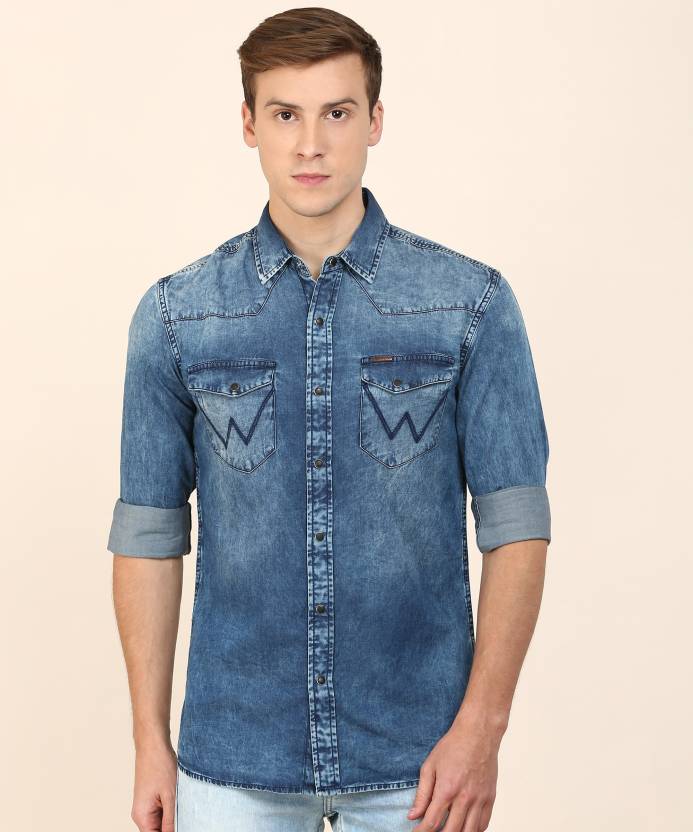 Wrangler Men Washed Casual Blue Shirt - Buy Wrangler Men Washed Casual Blue  Shirt Online at Best Prices in India 