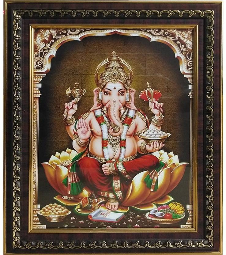 Puja N Pujari Ganesh Photo Frame / Vinayaka / Ganapathi / Shri Ganpati / Shree Lord Ganesha 11.5