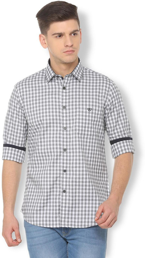 VAN HEUSEN Men Checkered Casual Grey 