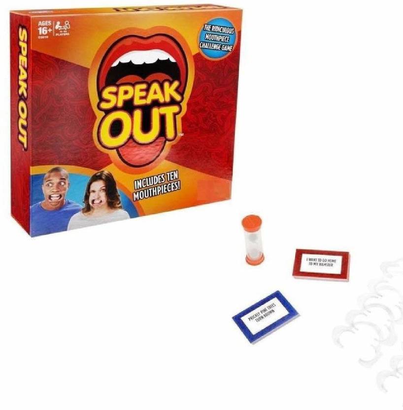 Smartcraft Speak Out Game, Paper Difficult to Speak Mouth Piece with Fun Board Card Game for