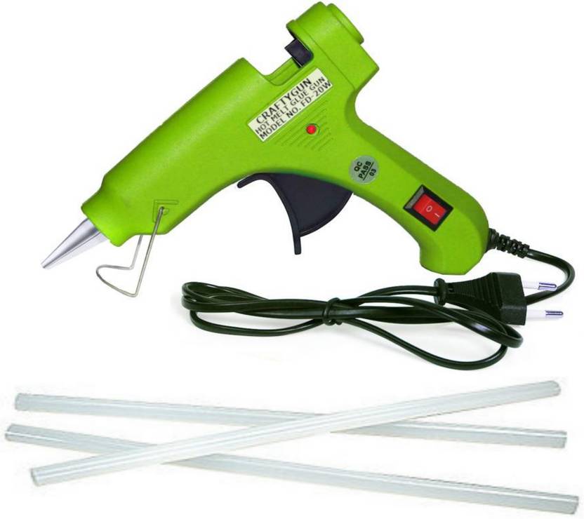 CRAFTYGUN 20W GREEN GLUE GUN MINI 3 GLUE STICKS 7MM GLUE STICKS