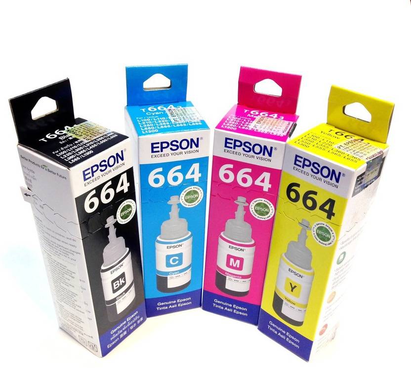 Epson 664 INK Black + Tri Color Combo Pack Ink Bottle - Epson