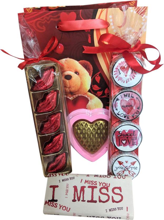 Chocoworld I MISS U LOVE COMBO 4 - CHOCOLATE GIFTS - Hand Made Dark