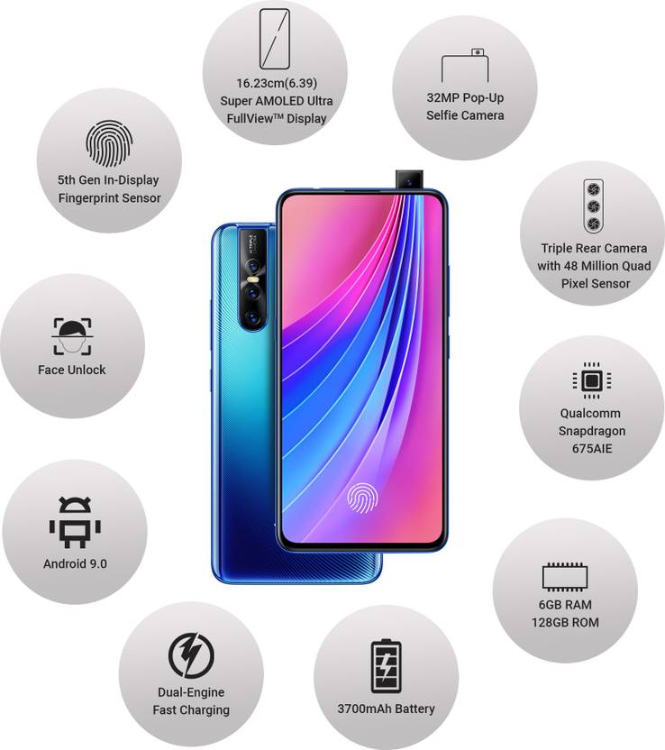 Vivo V15 Pro launched at an exciting price of Rs.28,990 | Avail amazing launch offers. 1 Vivo V15 Pro (Topaz Blue, 128 GB)