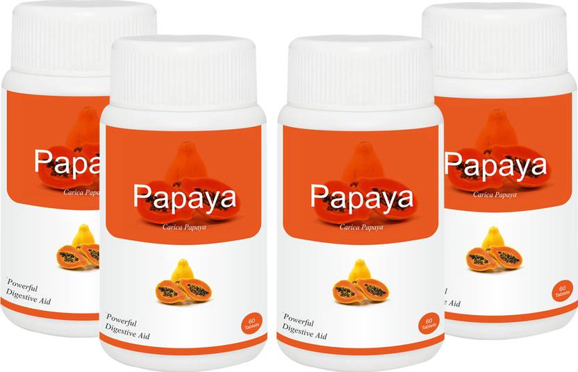 Herb Essential Carica Papaya Leaf Extract 500mg 60 Tablets (Pack of 4