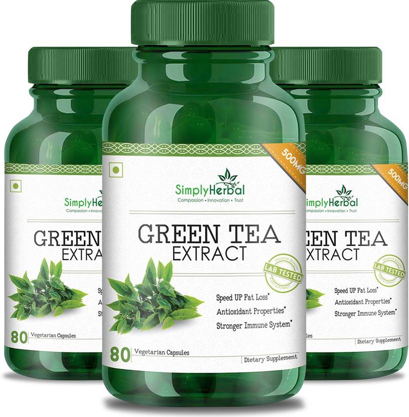 Simply Herbal Green Tea Extract 100 Natural Potent 500 Mg Veg Capsules