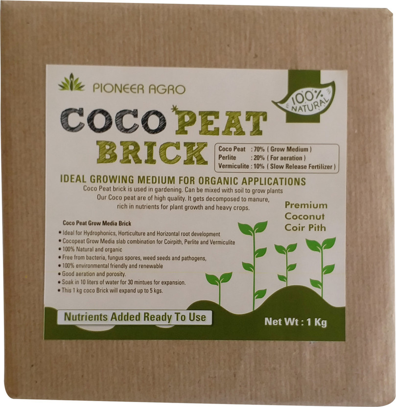 Bokashi Bokashi bran Cocopeat Nutrition Brick 1 kg mixed with perlite and vermiculite ready to use Hydroponic, Horticulture and all type for indoor plants. Manure(1 kg, Cake) - Flipkart Deal