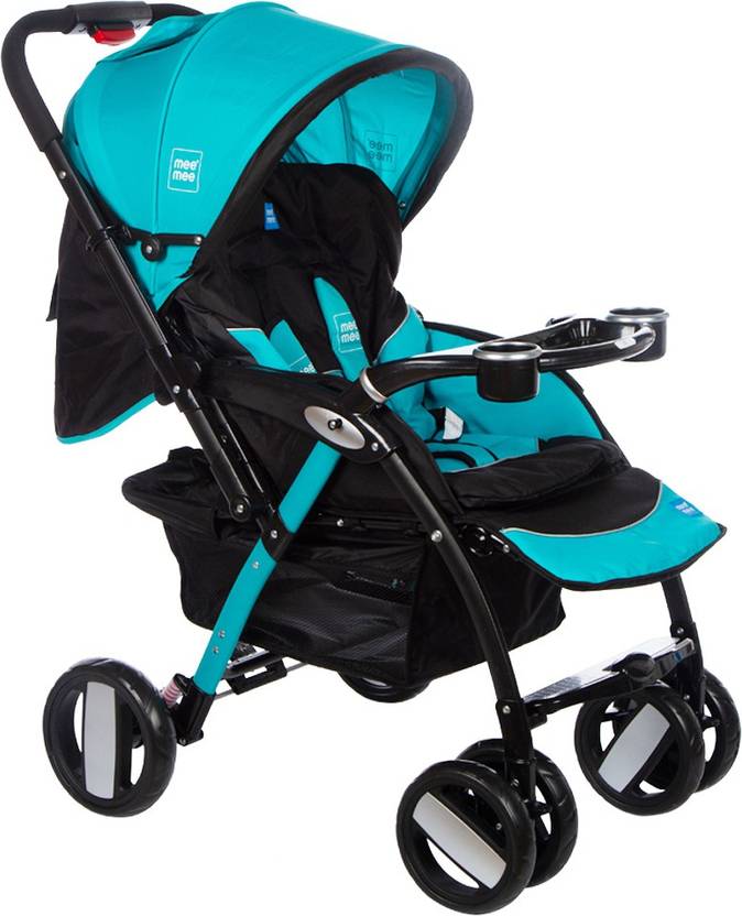 MeeMee Advanced Baby Pram with Shock Absorber Wheels (Light Blue) Pram