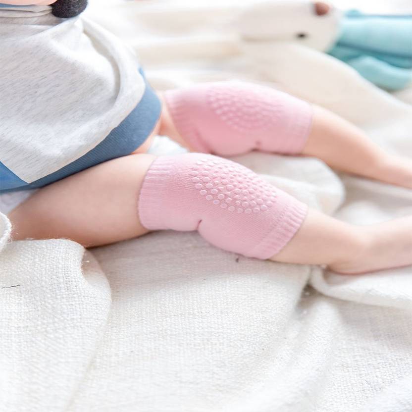 SYGA Set of 3 Baby Crawling Knee Pad Non-Slip Knee Pads Point Glue Non-Slip Crawling Socks Dark Grey, Pink, Light Blue Baby Knee Pads