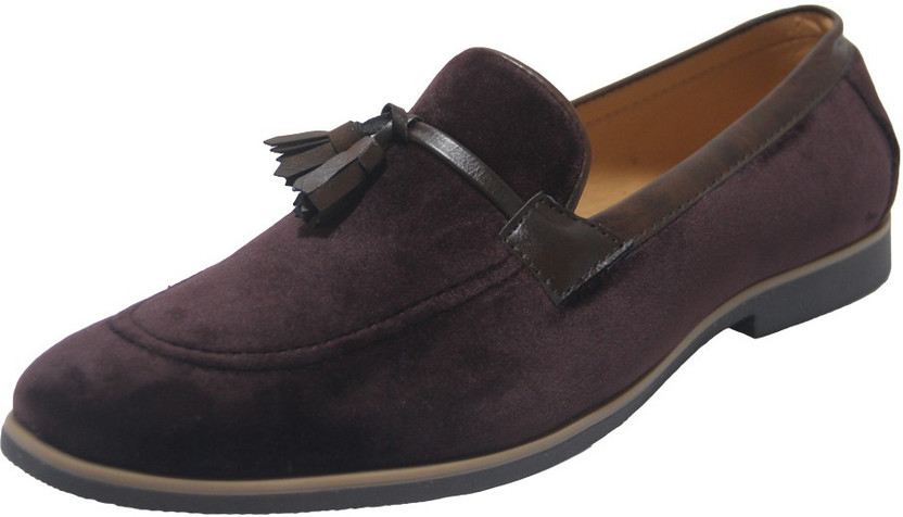 SEVN Brown Velvet Tassel Loafers Party 