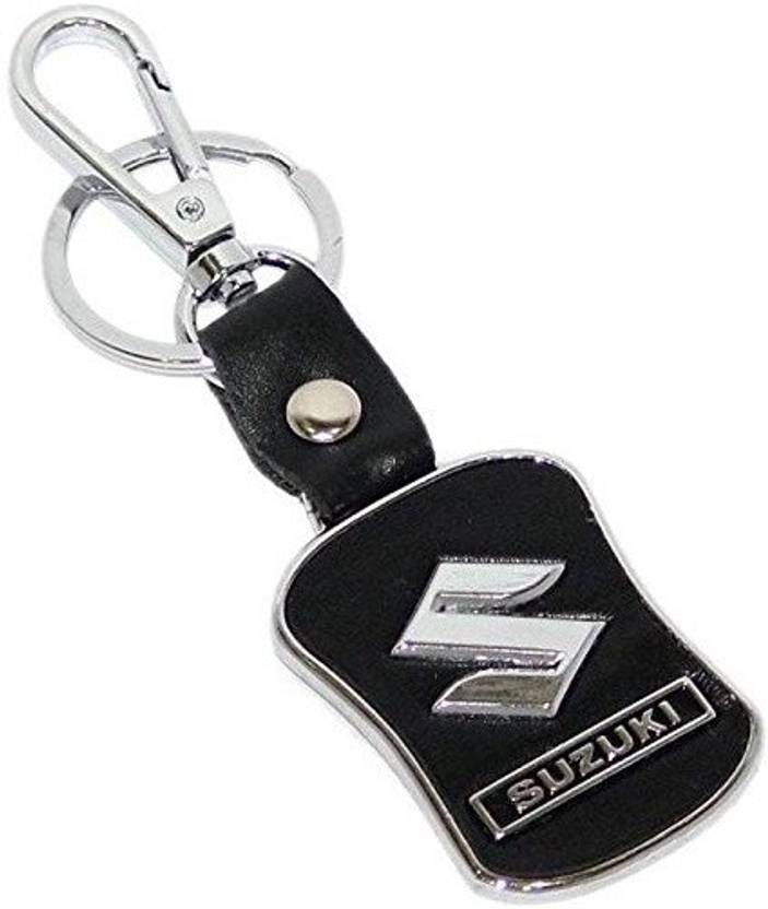 Maruti Suzuki Car Logo LeatherMetallic Locking Keychain Carabiner