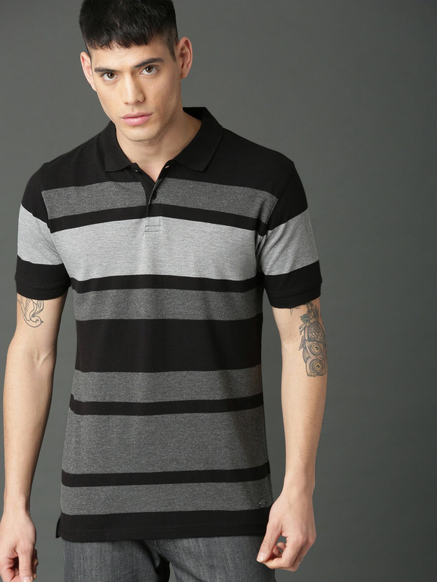 black and grey striped t shirt mens