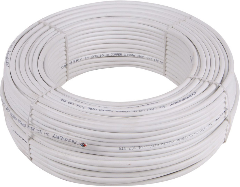 kathiriyas CCTV Wire Cable 3+1 Full Copper, Breding Alloy Mic Complete Video Transfer 1 sq/mm White 90 m Wire(White)