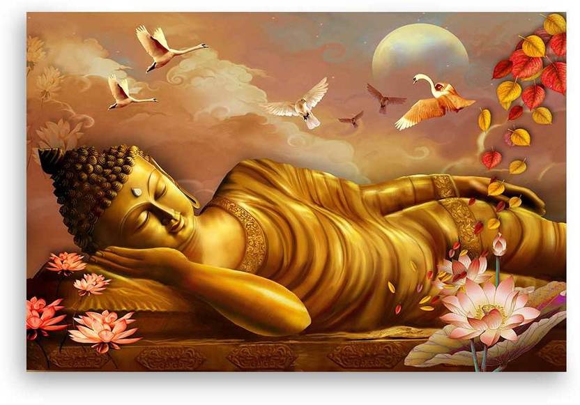 Art Amori Gold Sleeping Buddha Canvas Painting Canvas 18 inch x 24 inch