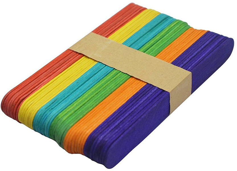 Just Flowers Big Size Wooden Ice Cream Sticks for DIY Crafts, Hobby Crafts, Project Work, Scrapbooking (50 Pieces, 15cm)