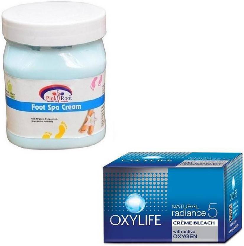 PINKROOT FOOT SPA CREAM 500GM WITH OXYLIFE CREME BLEACH 27GM Price in