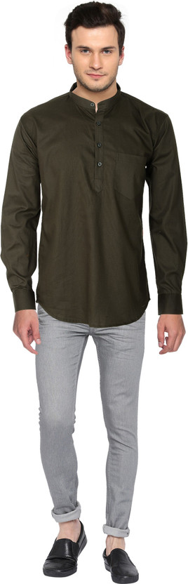 MR. KAMEEZ Men Solid Casual Green Shirt