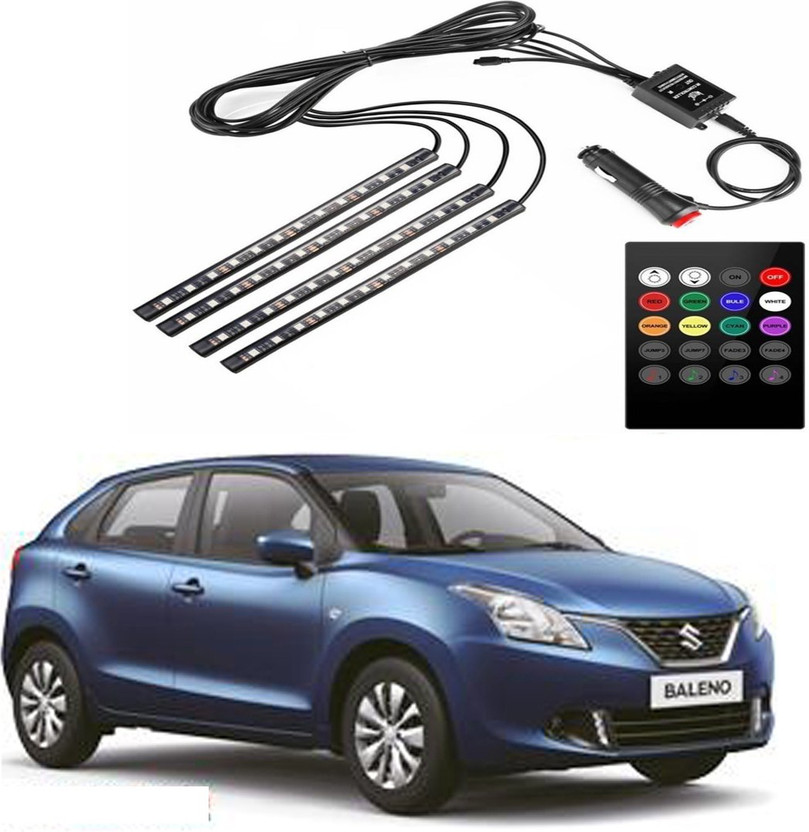 RWT 12 LED Car Interior Underdashboard Lighting IR Remote Control Atmosphere Lamp For Baleno Car Fancy Lights(Multicolor)