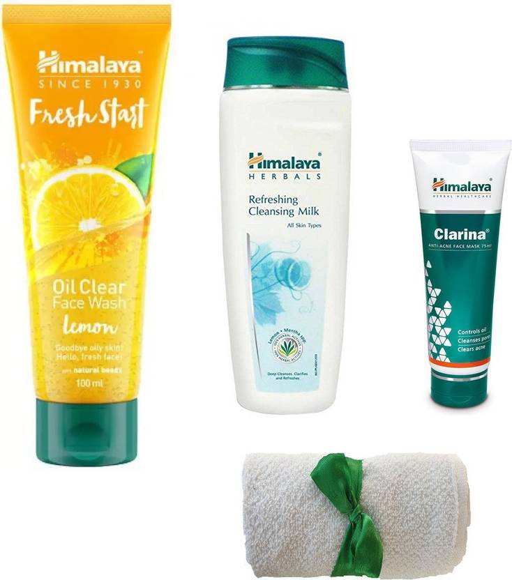 Himalaya Herbals oil clear lemon face wash, clarina face mask, face milk, with face towel Price
