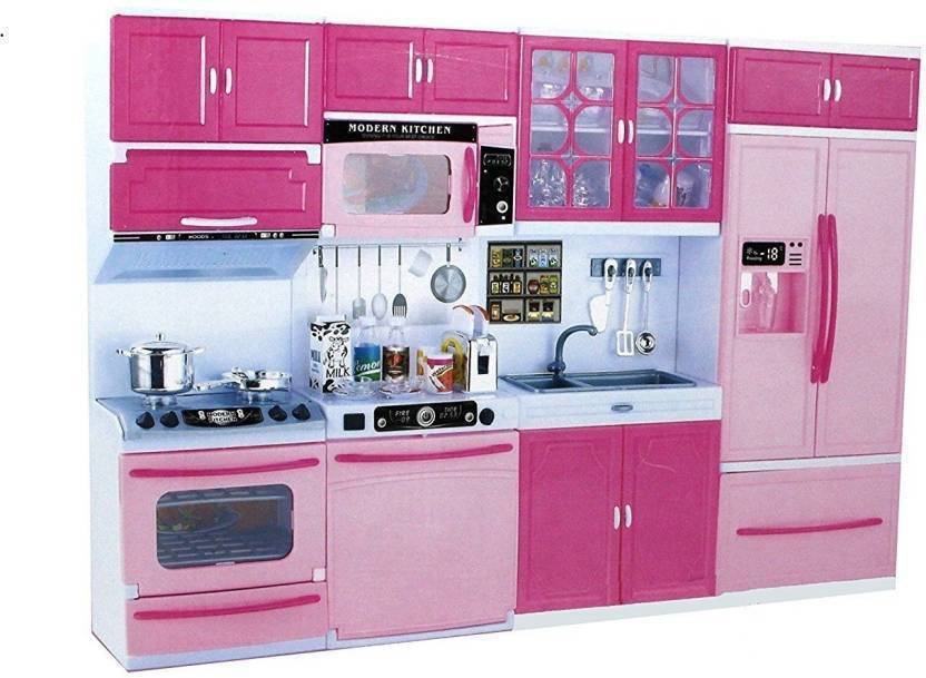 GOODNESS INTERNATIONAL BARBIE PINK 4 COMPARTMENT KITCHEN SET FOR KIDS
