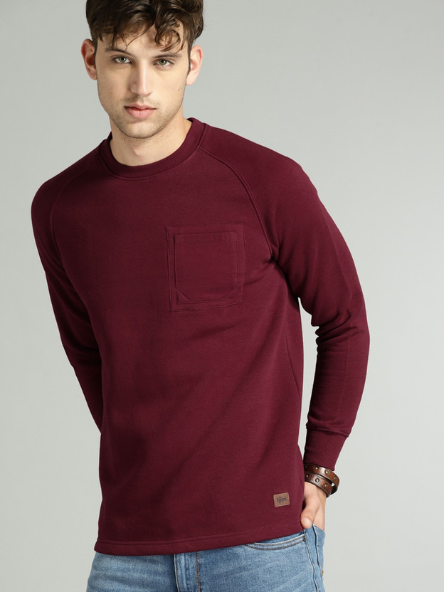 Sleeve Solid Men Sweatshirt 