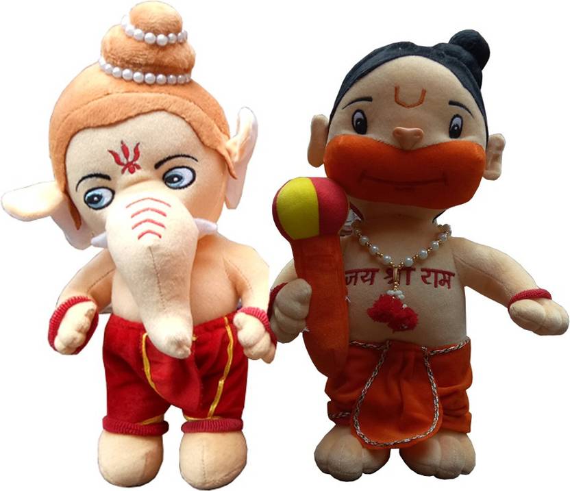 Babyjoys Lord Baal Hanuman and Ganesha Hindu Idol Soft Toy (Pack of 2) 50 cm Lord Baal