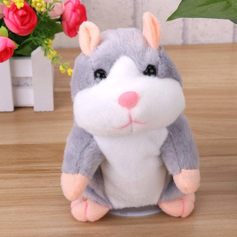 Squishy Toys India Talking Hamster Toy Mimicry Nodding Mouse Plush Toy (Grey)