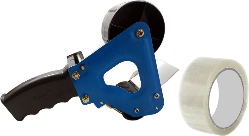 Ikon Majestic Basket 50MM/ 2 INCH Heavy Duty Cartoon Tape Dispenser With 2 Inch Premium Quality Transparent Tape (Manual)(Set of 1, Blue)