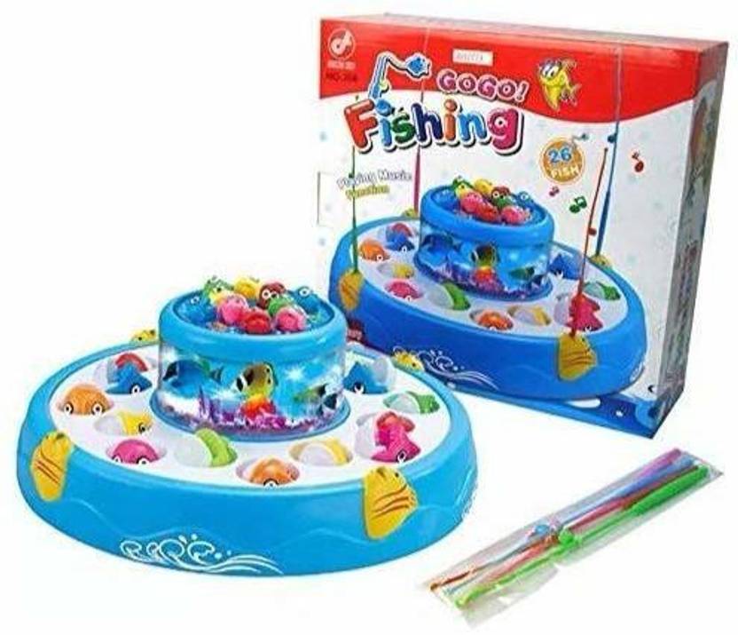 Saiyanshi Fishing Fish Catching Game with 26 Pcs of Fish, 2 Rotary Fishing Pond and 4 Pods