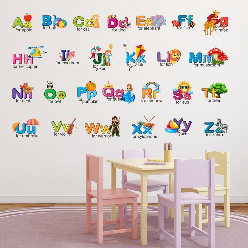 TRIDENT 120 cm Colorful Alphabets Removable Sticker(Pack of 1)