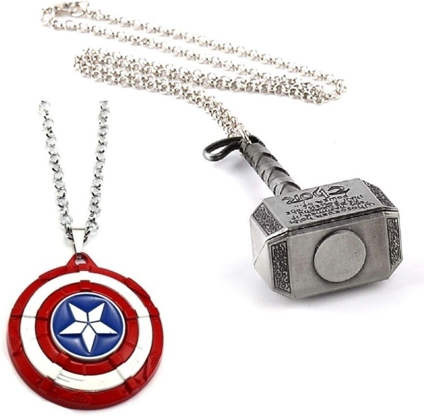 Marvel Comics Unisex Captain America Stainless Steel Chain Pendant Necklace 24 