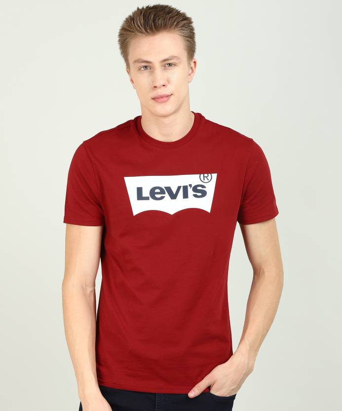 Levi'S Printed Men Round Neck Maroon T-Shirt - Buy Levi'S Printed Men Round  Neck Maroon T-Shirt Online At Best Prices In India | Flipkart.Com