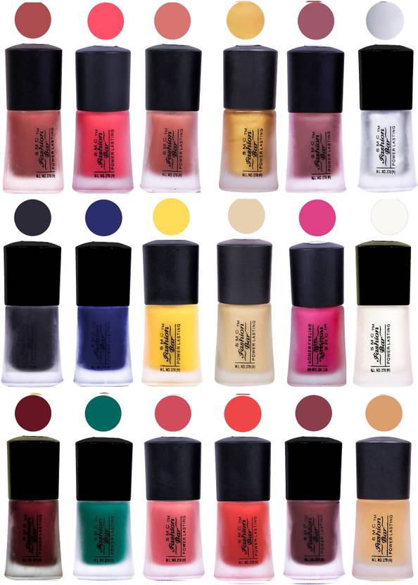 SMCFASHIONBAR MATTE FINISH NAIL POLISH SET OF 18 (SET 06013) MULTICOLOR Price in India, Buy