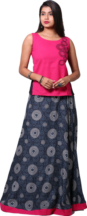 Maybell Women Ethnic Top and Skirt Set 