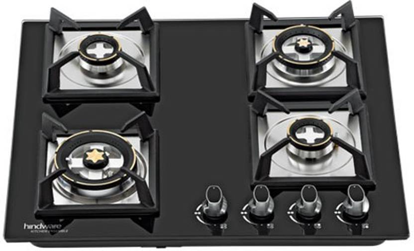 Hindware hob Flora Plus 4 Burner Built in Hob Hobtop Glass Automatic