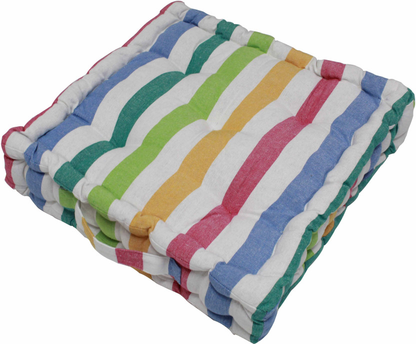 OASIS Cotton Floor Cushion Pack of 1 Stripes(Multicolor)
