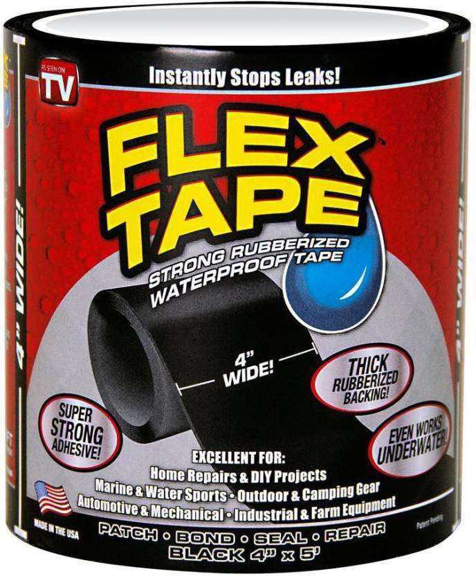 ADONYX Flex-08 Multipurpose 4"x5Ft Waterproof Flex Patch Bond Super Strong Instantly Stops Water Leakage Repair Duct Rubberized 152.4 cm Gorilla Tape(Black Pack of 1)
