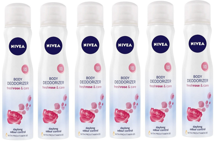 NIVEA Fresh Rose Care Gas Free Body Deodorizer for Women 120ML Each (Pack of 6) Deodorant Spray  -  For Women(720 ml, Pack of 6)