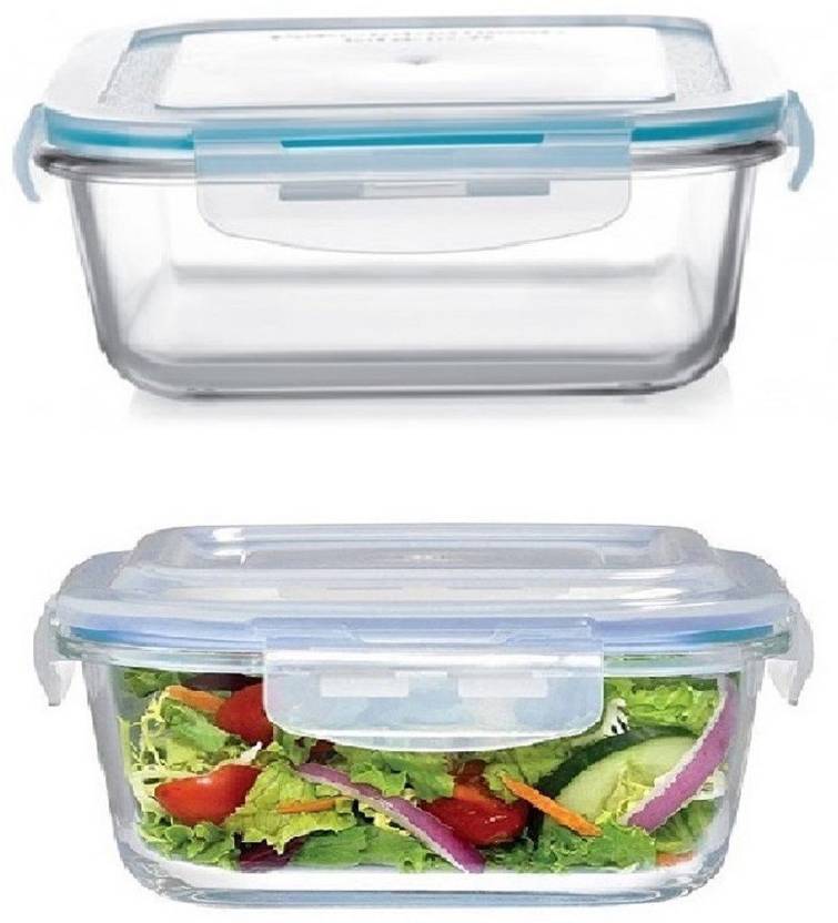 IndusBay Microwave Safe Toughened Glass Bowl Borosilicate Containers with Airtight Lid Klip