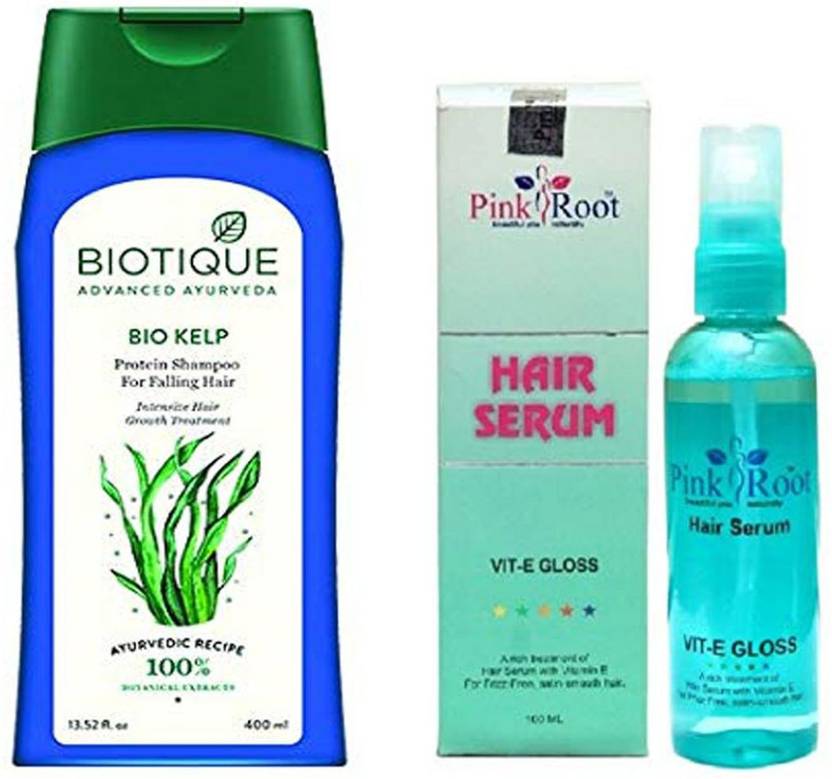 PINKROOT HAIR SERUM WITH BIOTIQUE 400ML BIO KELP SHAMPOO Price in India