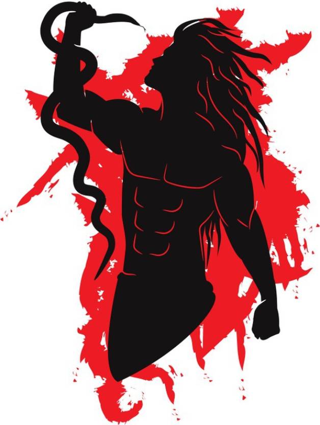 Red shivji with snake in hand |Wall Poster Sticker|Motivational Poster ...