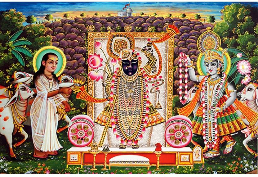 Poster N frame shrinathji yamunaji mahaprabhuji UV Textured Decorative