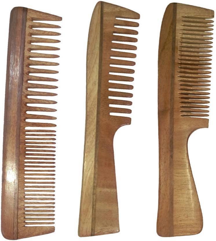 BLITHE Neem Wood Combs (Regular detangler + regular handle+ detangler
