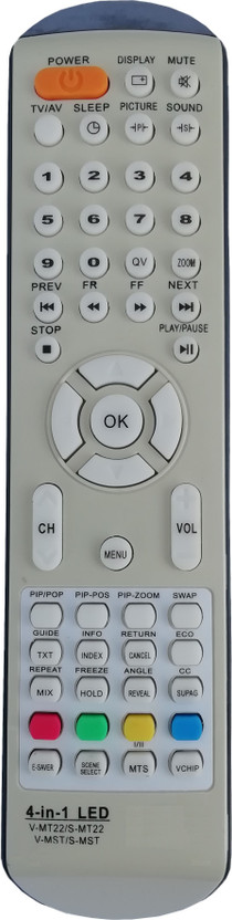 LipiWorld 4 in 1 V-MT22 / S-MT22 V-MST / S-MST LCD LED TV Remote Control Compatible for  - Grey Videocon and Sansui Remote Controller(Grey)
