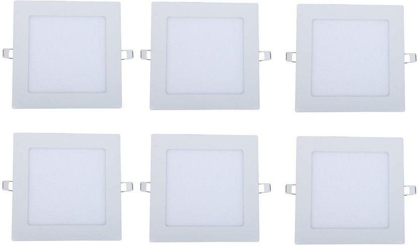D'Mak D�Mak 12 Watt Ultra Slim White Led Super Bright Panel Light Square Shape Ceiling POP Down Indoor Ceiling/POP/False Ceiling Panel Light | Celling Lights | (Pack of 06) Ceiling Light Ceiling Lamp(White)