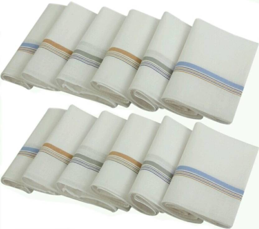 NIFTER Men's Pure Cotton coloured border Handkerchief Rumal Hanky Set