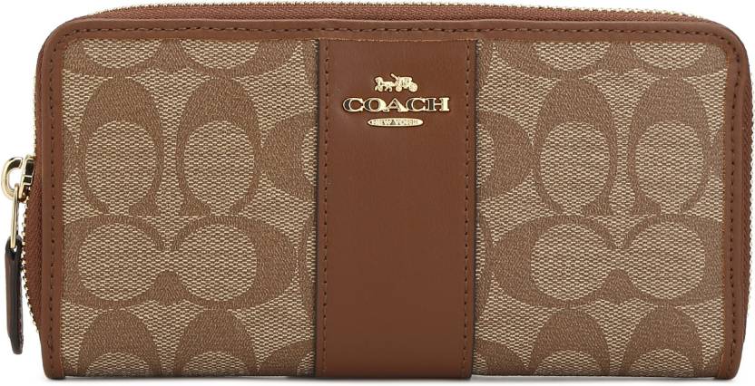 COACH Women Casual Brown, Beige Fabric Wallet Khaki - Price in India |  