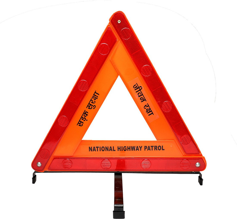 Safies Road Safety Reflective Warning Triangle With Double Stand Emergency Sign(Reflective Sign)
