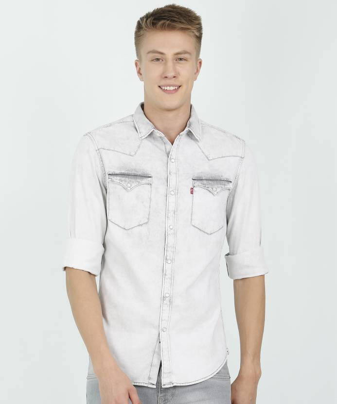 LEVI'S Men Washed Casual Grey Shirt - Buy LEVI'S Men Washed Casual Grey  Shirt Online at Best Prices in India 