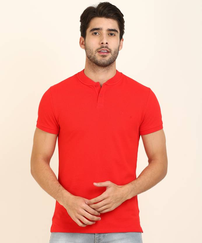 Calvin Klein Jeans Solid Men Henley Neck Red T-Shirt - Buy Calvin Klein  Jeans Solid Men Henley Neck Red T-Shirt Online at Best Prices in India |  